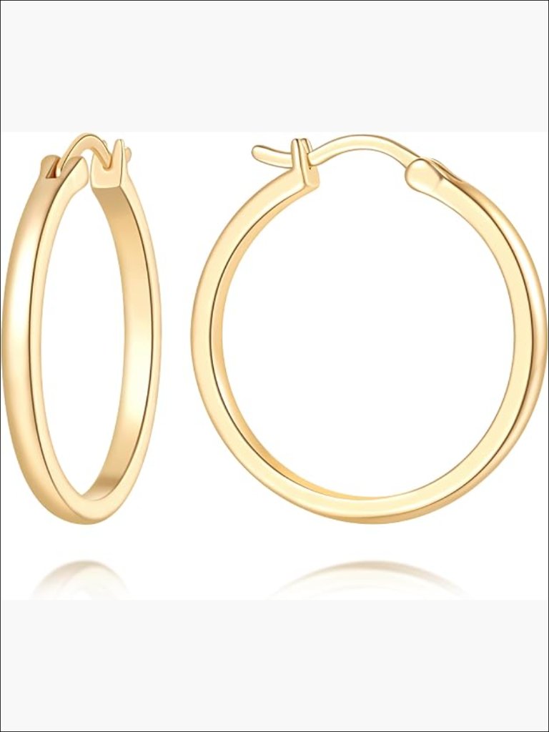 14k Gold Plated Hoop Earrings For Women Hinged Back 25 Mm